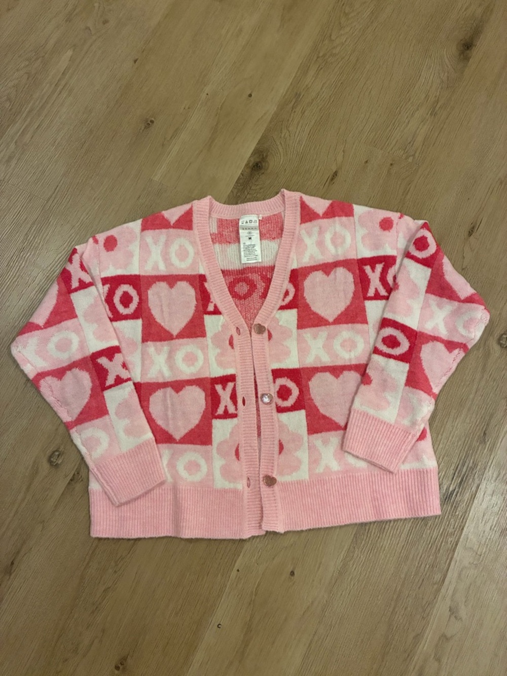 Pink Heart & XO Pattern Cardigan